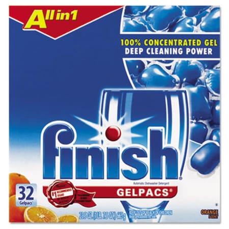 Finish Reckitt Benckiser 81053 Dish Detergent Gel Packs; Orange; 32-Box 81053